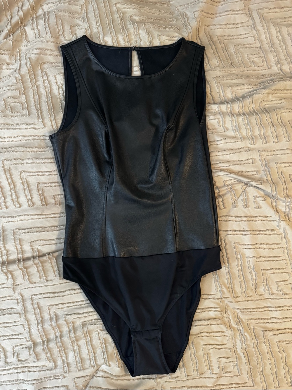 Black Faux-Leather Kids One-Piece Bodysuit